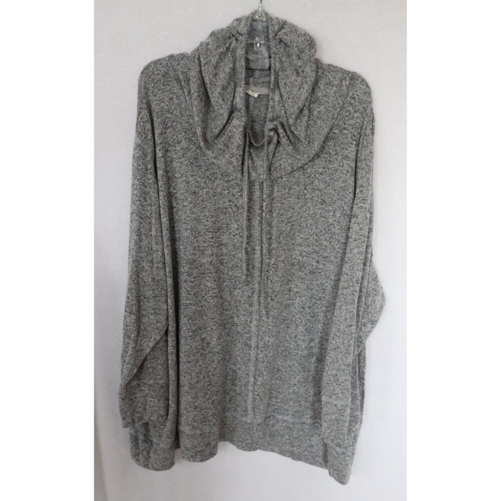 Caslon funnel neck casual sweater knit tunic, gray heather, 4X